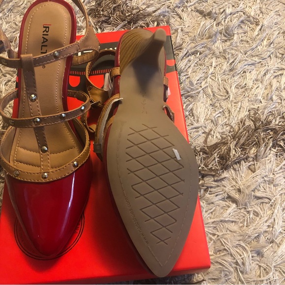 RIALTO - MARIELLA / RedMulti/ patent red &gold cage Strap Heel - Picture 5 of 10